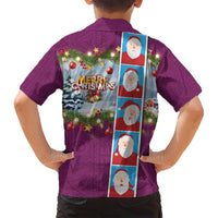 Merry Christmas Family Matching Off Shoulder Maxi Dress and Hawaiian Shirt Funny Santa Claus Cards Photo and Polynesian Pattern Pink Color LT03 - Polynesian Pride