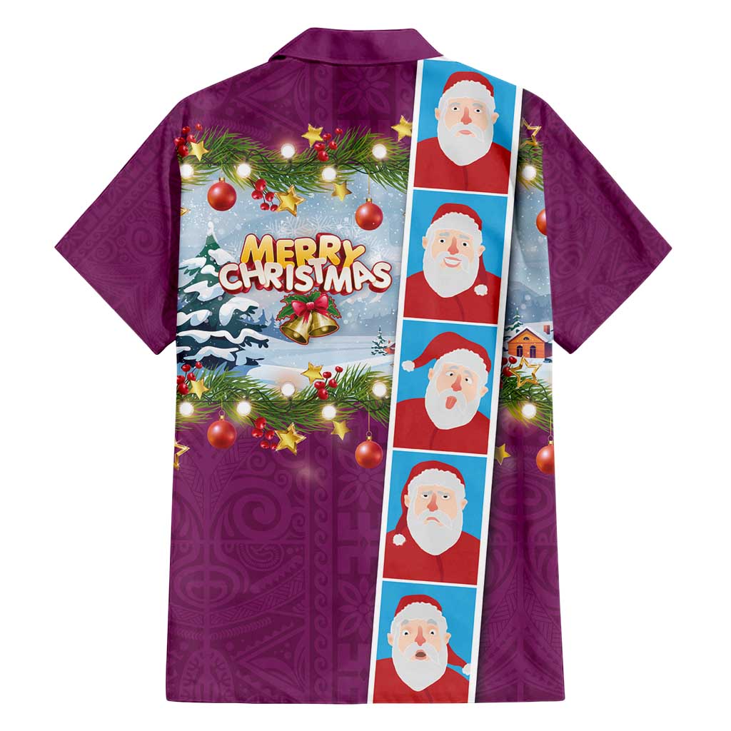Merry Christmas Family Matching Puletasi and Hawaiian Shirt Funny Santa Claus Cards Photo and Polynesian Pattern Pink Color LT03 - Polynesian Pride