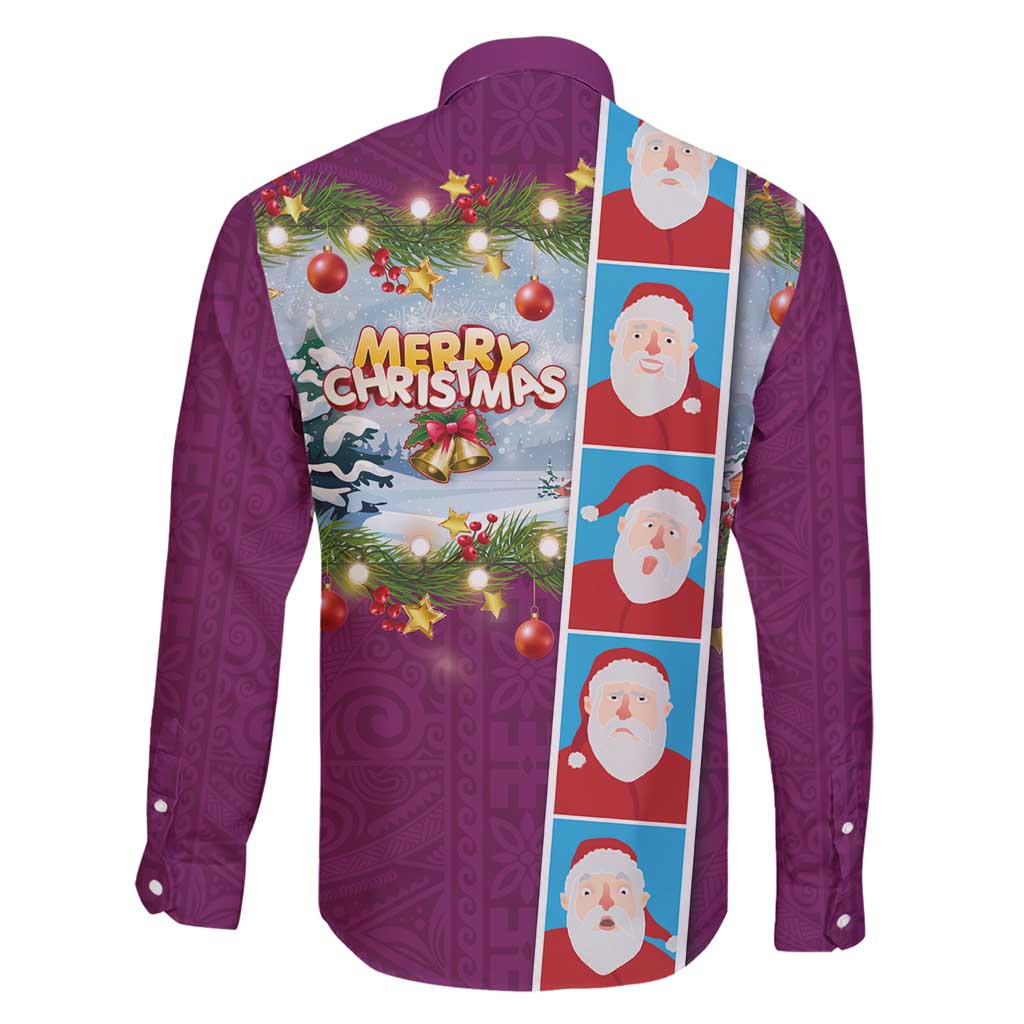 Merry Christmas Family Matching Short Sleeve Bodycon Dress and Hawaiian Shirt Funny Santa Claus Cards Photo and Polynesian Pattern Pink Color LT03 - Polynesian Pride