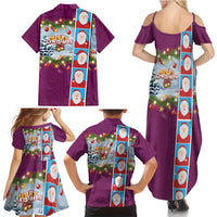 Merry Christmas Family Matching Summer Maxi Dress and Hawaiian Shirt Funny Santa Claus Cards Photo and Polynesian Pattern Pink Color LT03 - Polynesian Pride