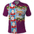 Merry Christmas Polo Shirt Funny Santa Claus Cards Photo and Polynesian Pattern Pink Color
