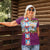 Merry Christmas Women Polo Shirt Funny Santa Claus Cards Photo and Polynesian Pattern Pink Color