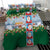 Merry Christmas Bedding Set Funny Santa Claus Cards Photo and Polynesian Pattern Green Color