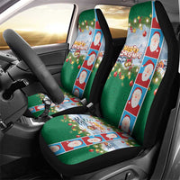 Merry Christmas Car Seat Cover Funny Santa Claus Cards Photo and Polynesian Pattern Green Color LT03 - Polynesian Pride
