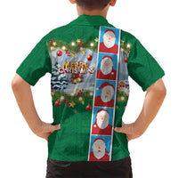 Merry Christmas Family Matching Summer Maxi Dress and Hawaiian Shirt Funny Santa Claus Cards Photo and Polynesian Pattern Green Color LT03 - Polynesian Pride
