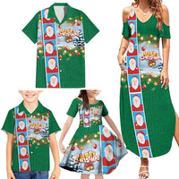 Merry Christmas Family Matching Summer Maxi Dress and Hawaiian Shirt Funny Santa Claus Cards Photo and Polynesian Pattern Green Color LT03 - Polynesian Pride
