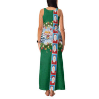 Merry Christmas Family Matching Tank Maxi Dress and Hawaiian Shirt Funny Santa Claus Cards Photo and Polynesian Pattern Green Color LT03 - Polynesian Pride