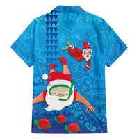 Hawaiian Santa Claus Snorkeling Family Matching Long Sleeve Bodycon Dress and Hawaiian Shirt Kakau and Polynesian Pattern LT03 - Polynesian Pride