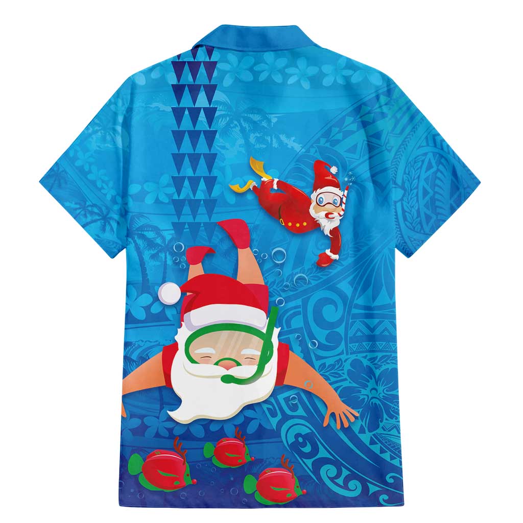 Hawaiian Santa Claus Snorkeling Family Matching Mermaid Dress and Hawaiian Shirt Kakau and Polynesian Pattern LT03 - Polynesian Pride