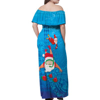 Hawaiian Santa Claus Snorkeling Family Matching Off Shoulder Maxi Dress and Hawaiian Shirt Kakau and Polynesian Pattern LT03 - Polynesian Pride
