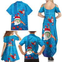 Hawaiian Santa Claus Snorkeling Family Matching Summer Maxi Dress and Hawaiian Shirt Kakau and Polynesian Pattern LT03 - Polynesian Pride