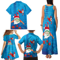 Hawaiian Santa Claus Snorkeling Family Matching Tank Maxi Dress and Hawaiian Shirt Kakau and Polynesian Pattern LT03 - Polynesian Pride