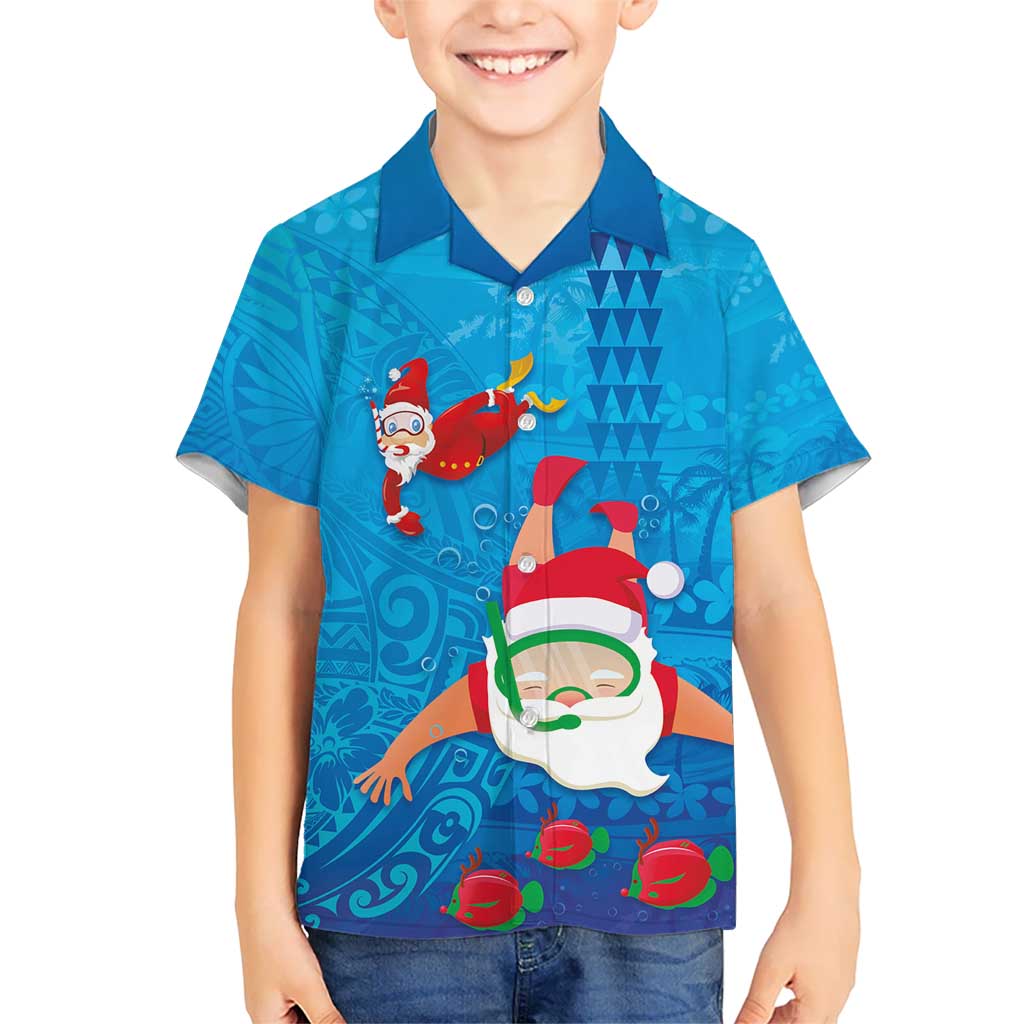 Hawaiian Santa Claus Snorkeling Hawaiian Shirt Kakau and Polynesian Pattern