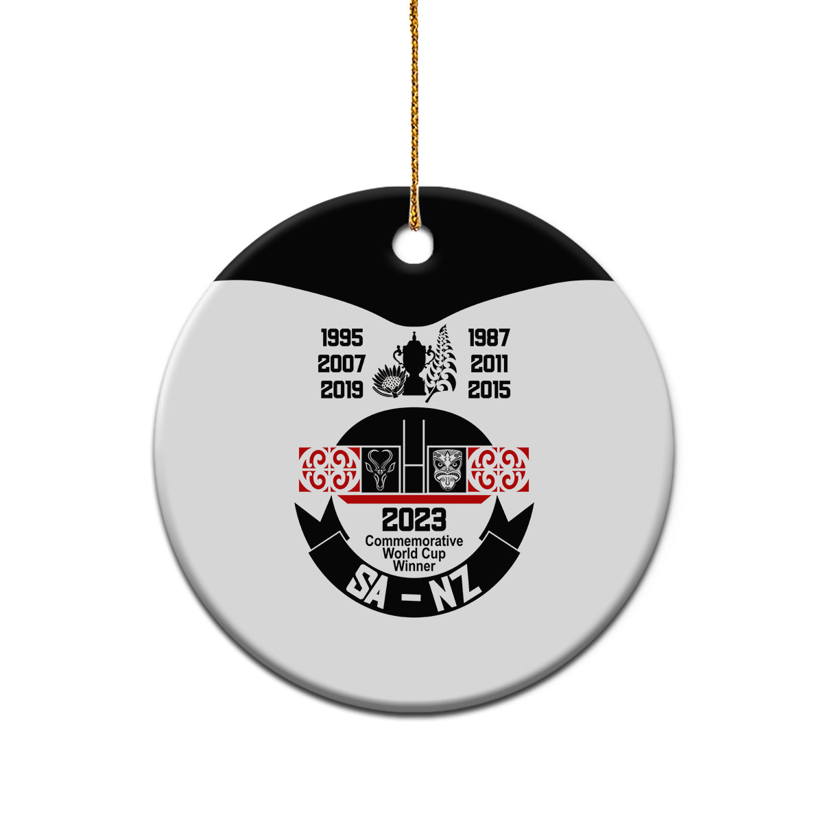 South Africa and New Zealand Ceramic Ornament Champion History Go Final 2023 Vintage Style LT03 - Polynesian Pride