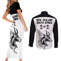 South Africa and New Zealand Couples Matching Short Sleeve Bodycon Dress and Long Sleeve Button Shirt Champion History Go Final 2023 Vintage Style LT03 - Polynesian Pride