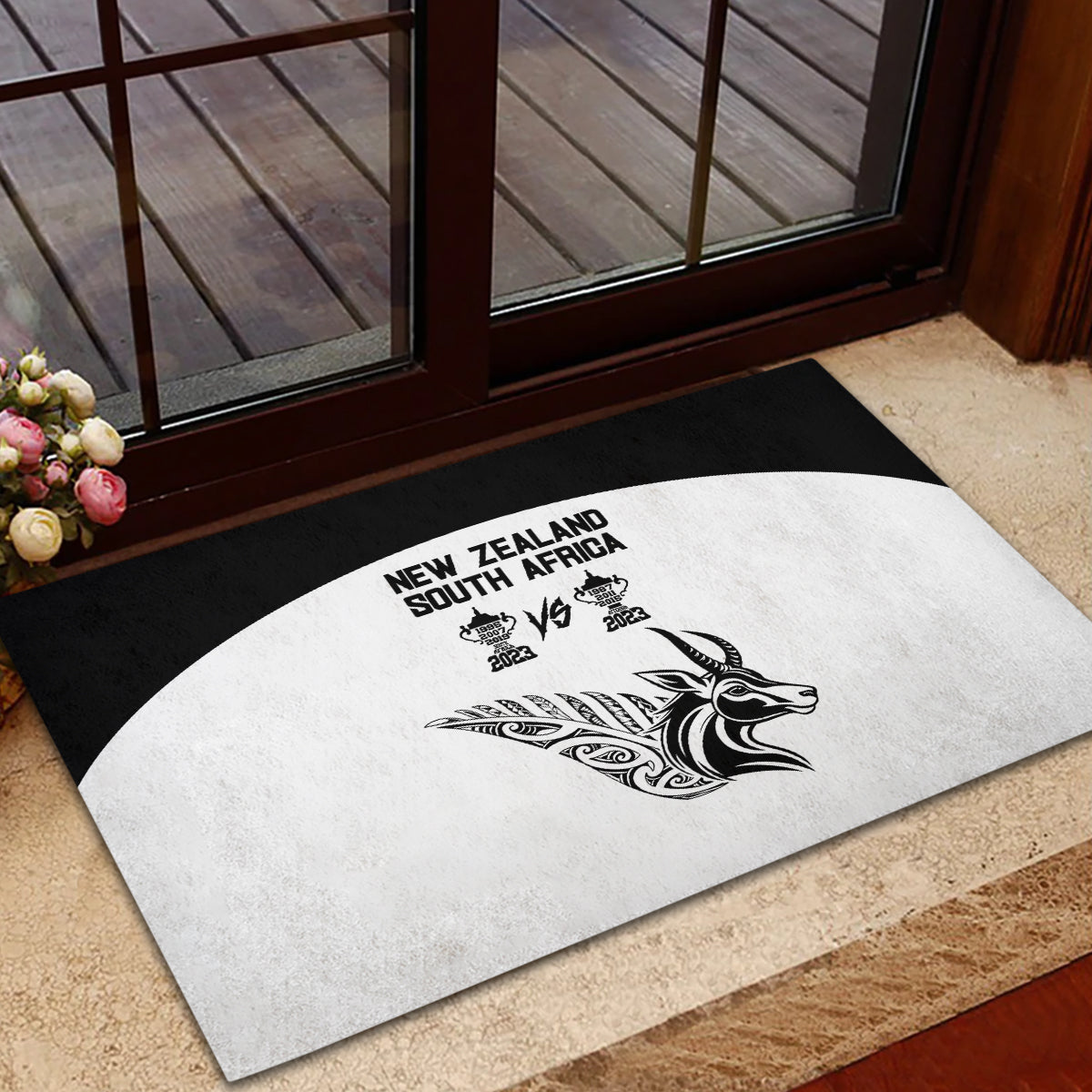 South Africa and New Zealand Rubber Doormat Champion History Go Final 2023 Vintage Style LT03 - Polynesian Pride