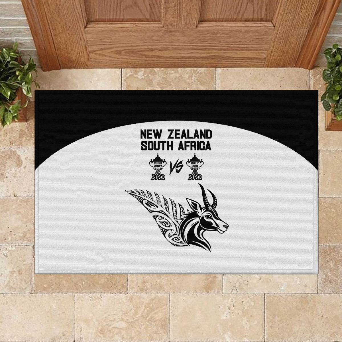 South Africa and New Zealand Rubber Doormat Champion History Go Final 2023 Vintage Style LT03 - Polynesian Pride
