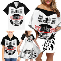 Personalised South Africa and New Zealand Family Matching Off Shoulder Short Dress and Hawaiian Shirt Champion History Go Final 2023 Vintage Style LT03 - Polynesian Pride