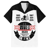 Personalised South Africa and New Zealand Family Matching Short Sleeve Bodycon Dress and Hawaiian Shirt Champion History Go Final 2023 Vintage Style LT03 Dad's Shirt - Short Sleeve White - Polynesian Pride