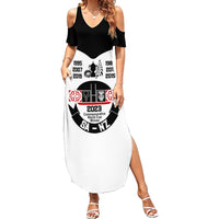 Personalised South Africa and New Zealand Family Matching Summer Maxi Dress and Hawaiian Shirt Champion History Go Final 2023 Vintage Style LT03 Mom's Dress White - Polynesian Pride
