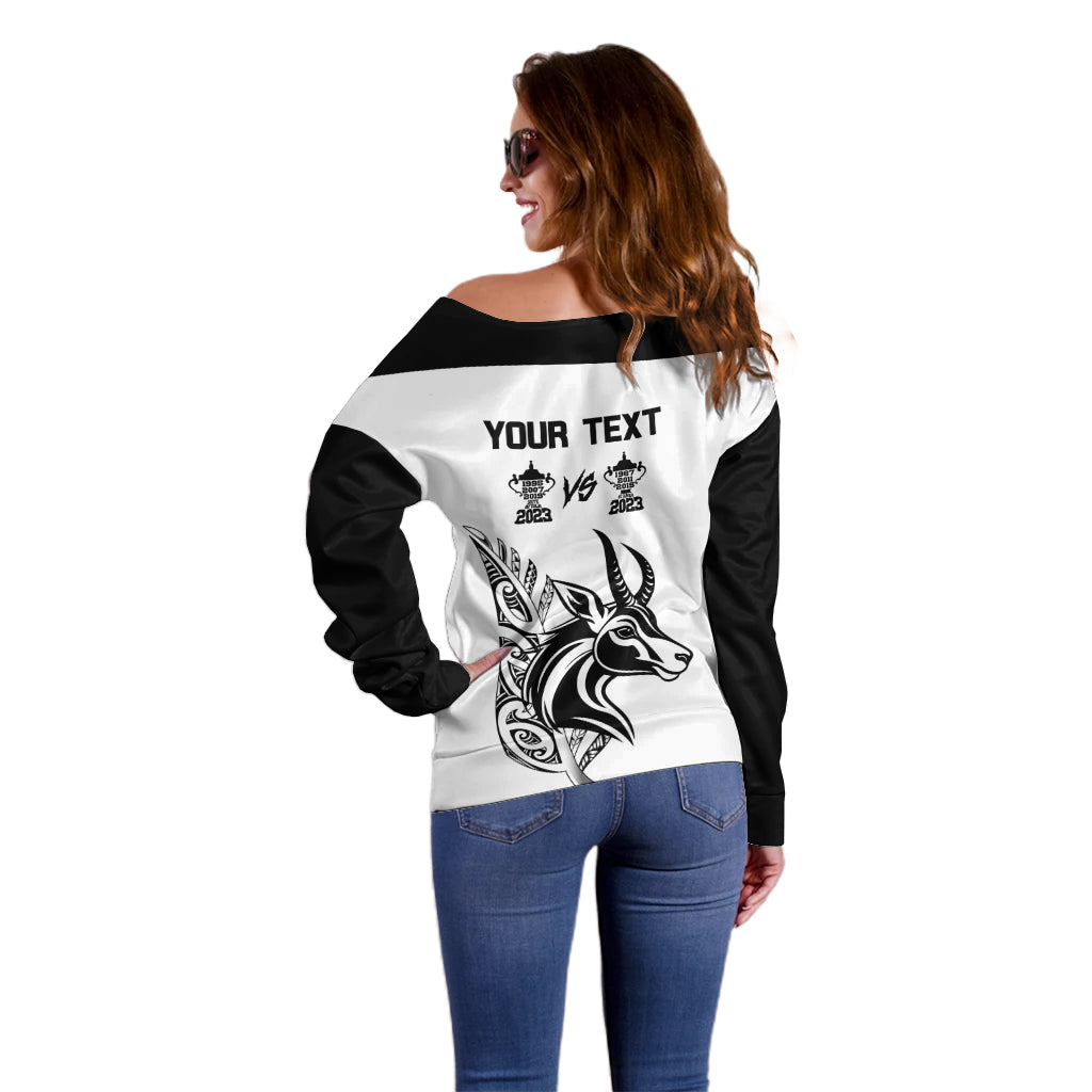 Personalised South Africa and New Zealand Off Shoulder Sweater Champion History Go Final 2023 Vintage Style LT03 - Polynesian Pride