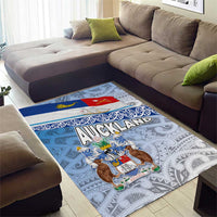 New Zealand Auckland Area Rug Auckland's Flag and Coat of Arms - Koru Art Maori Pattern LT03 - Polynesian Pride