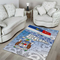 New Zealand Auckland Area Rug Auckland's Flag and Coat of Arms - Koru Art Maori Pattern LT03 - Polynesian Pride