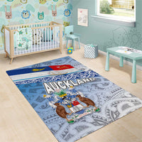 New Zealand Auckland Area Rug Auckland's Flag and Coat of Arms - Koru Art Maori Pattern LT03 - Polynesian Pride