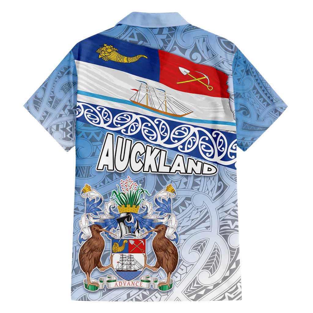 New Zealand Auckland Family Matching Off Shoulder Maxi Dress and Hawaiian Shirt Auckland's Flag and Coat of Arms - Koru Art Maori Pattern LT03 - Polynesian Pride