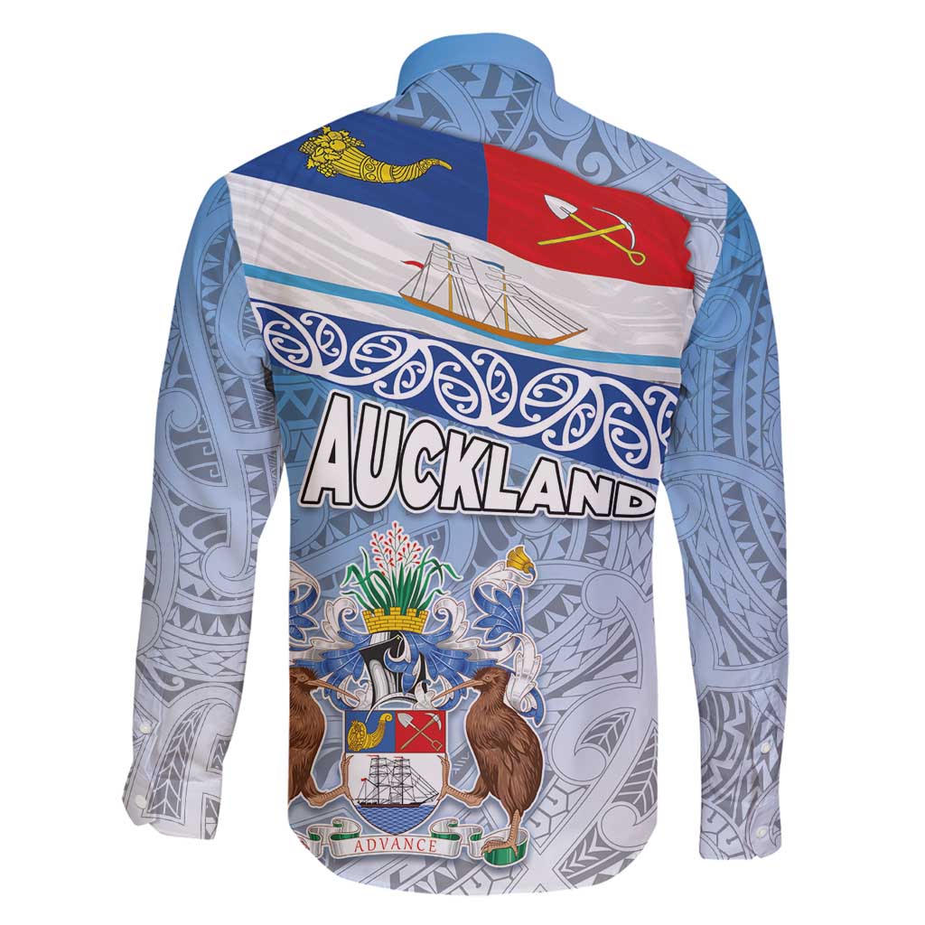 New Zealand Auckland Family Matching Puletasi and Hawaiian Shirt Auckland's Flag and Coat of Arms - Koru Art Maori Pattern LT03 - Polynesian Pride