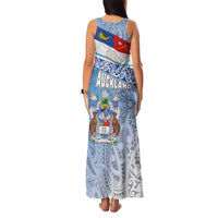 New Zealand Auckland Family Matching Tank Maxi Dress and Hawaiian Shirt Auckland's Flag and Coat of Arms - Koru Art Maori Pattern LT03 - Polynesian Pride