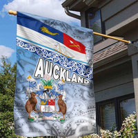 New Zealand Auckland Garden Flag Auckland's Flag and Coat of Arms - Koru Art Maori Pattern LT03 - Polynesian Pride