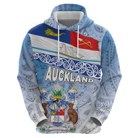 New Zealand Auckland Hoodie Auckland's Flag and Coat of Arms - Koru Art Maori Pattern LT03 - Polynesian Pride