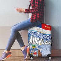 New Zealand Auckland Luggage Cover Auckland's Flag and Coat of Arms - Koru Art Maori Pattern LT03 - Polynesian Pride