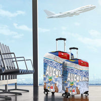 New Zealand Auckland Luggage Cover Auckland's Flag and Coat of Arms - Koru Art Maori Pattern LT03 - Polynesian Pride
