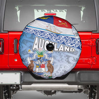 New Zealand Auckland Spare Tire Cover Auckland's Flag and Coat of Arms - Koru Art Maori Pattern LT03 - Polynesian Pride