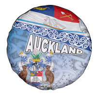 New Zealand Auckland Spare Tire Cover Auckland's Flag and Coat of Arms - Koru Art Maori Pattern LT03 - Polynesian Pride