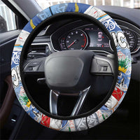 New Zealand Auckland Steering Wheel Cover Auckland's Flag and Coat of Arms - Koru Art Maori Pattern LT03 - Polynesian Pride