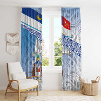 New Zealand Auckland Window Curtain Auckland's Flag and Coat of Arms - Koru Art Maori Pattern LT03 - Polynesian Pride
