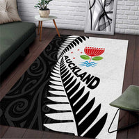New Zealand Auckland Area Rug Auckland's Emblem and Silver Ferns - Maori Art Tattoo LT03 Light Blue - Polynesian Pride