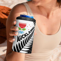 New Zealand Auckland 4 in 1 Can Cooler Tumbler Auckland's Emblem and Silver Ferns - Maori Art Tattoo LT03 - Polynesian Pride