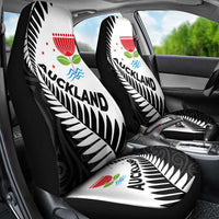New Zealand Auckland Car Seat Cover Auckland's Emblem and Silver Ferns - Maori Art Tattoo LT03 - Polynesian Pride