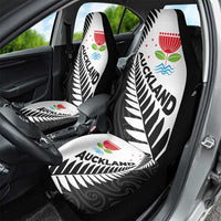 New Zealand Auckland Car Seat Cover Auckland's Emblem and Silver Ferns - Maori Art Tattoo LT03 - Polynesian Pride