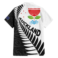 New Zealand Auckland Family Matching Short Sleeve Bodycon Dress and Hawaiian Shirt Auckland's Emblem and Silver Ferns - Maori Art Tattoo LT03 - Polynesian Pride