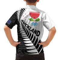New Zealand Auckland Family Matching Tank Maxi Dress and Hawaiian Shirt Auckland's Emblem and Silver Ferns - Maori Art Tattoo LT03 - Polynesian Pride