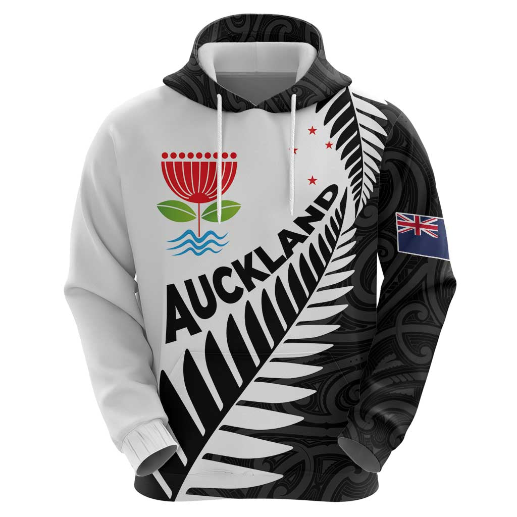 New Zealand Auckland Hoodie Auckland's Emblem and Silver Ferns - Maori Art Tattoo LT03 - Polynesian Pride