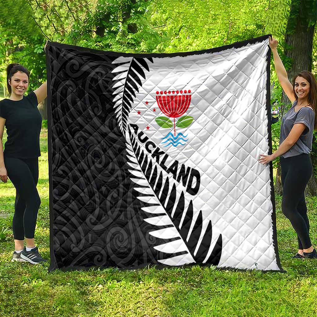 New Zealand Auckland Quilt Auckland's Emblem and Silver Ferns - Maori Art Tattoo LT03 - Polynesian Pride