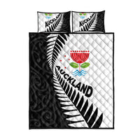 New Zealand Auckland Quilt Bed Set Auckland's Emblem and Silver Ferns - Maori Art Tattoo LT03 - Polynesian Pride