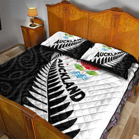 New Zealand Auckland Quilt Bed Set Auckland's Emblem and Silver Ferns - Maori Art Tattoo LT03 - Polynesian Pride