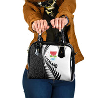 New Zealand Auckland Shoulder Handbag Auckland's Emblem and Silver Ferns - Maori Art Tattoo LT03 One Size Light Blue - Polynesian Pride